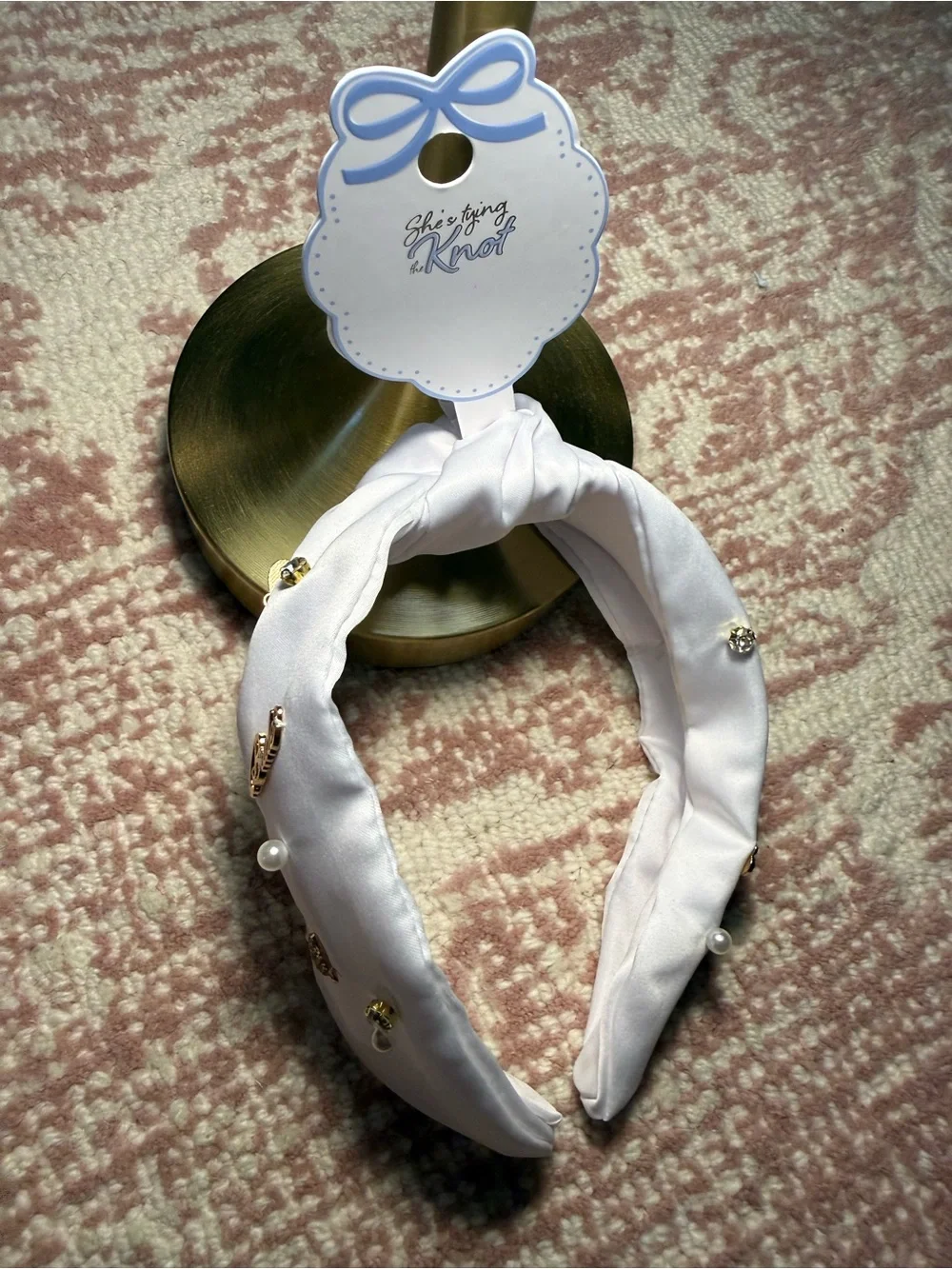 Bridal She’s Tying the Knot Bride Satin Headband - White